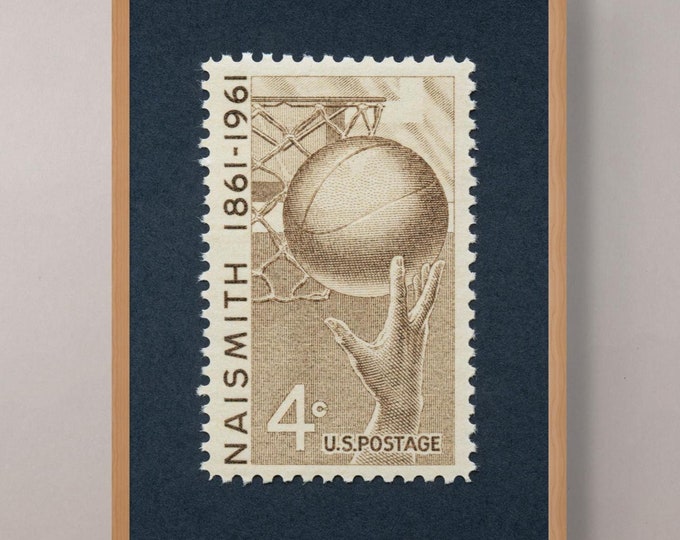 Naismith Basketball Stamp Print: NBA History Wall Art