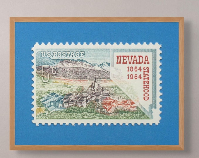 Nevada Statehood Stamp Art Print: Vintage Centennial Poster