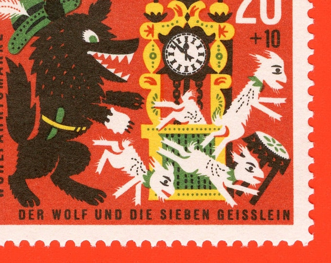 The Wolf and the Seven Little Kids: 1963 German Stamp Art Print
