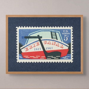 Erie Kanal Druck, Erie Kanal Poster, Vintage Erie Kanal, Erie Kanal Wandkunst, Erie Kanal Wanddekoration, 1967 5c Stempel - Museumsqualität Druck
