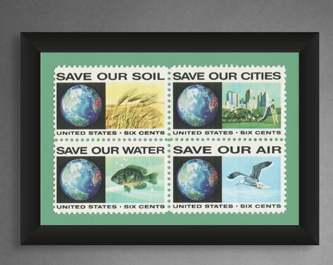 Vintage 1970 Anti Pollution Stamp Art Print: Museum-Quality