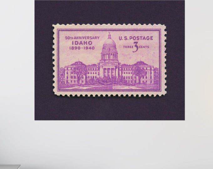Idaho Statehood 1940 Postage Stamp Art Print: Boise Capitol Wall Decor