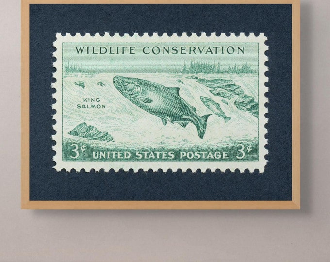 King Salmon Stamp Art Print: 1956 Wildlife Conservation Poster