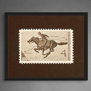 Pony Express Druck, Pony Express Poster, Old West Poster, Vintage Pony Express, Pony Express Briefmarke 1960 4c Stempel - Museumsqualität
