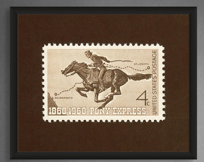 Vintage Pony Express Stamp Art Print: Old West History
