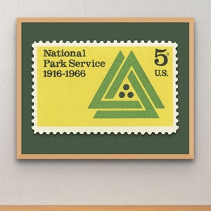 National Park Service Print, Nationalparks Poster, Nation Park Logo, Vintage Nationalparks, 1966 5c Stempel - Museumsqualität