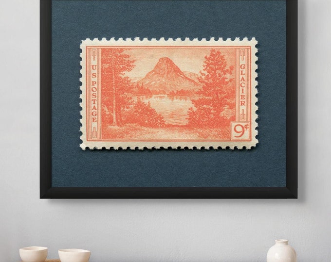 Glacier National Park Stamp Art Print: 1934 Vintage Travel Poster