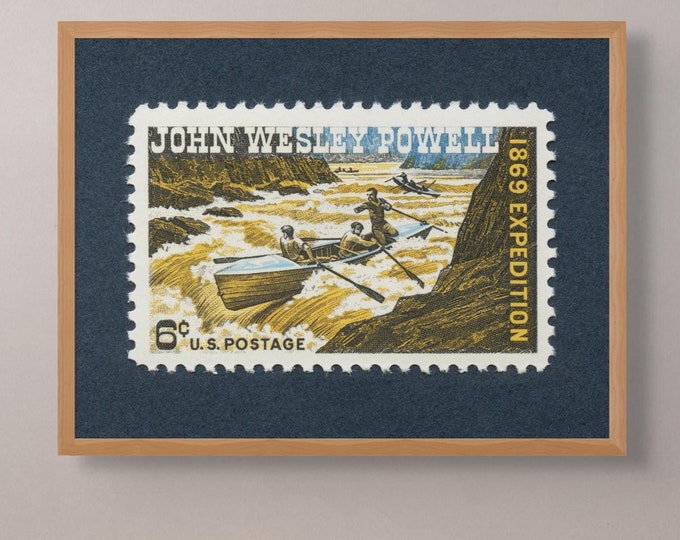 John Wesley Powell Postage Stamp Art Print: Colorado River Exploration, 6c Stamp 1969