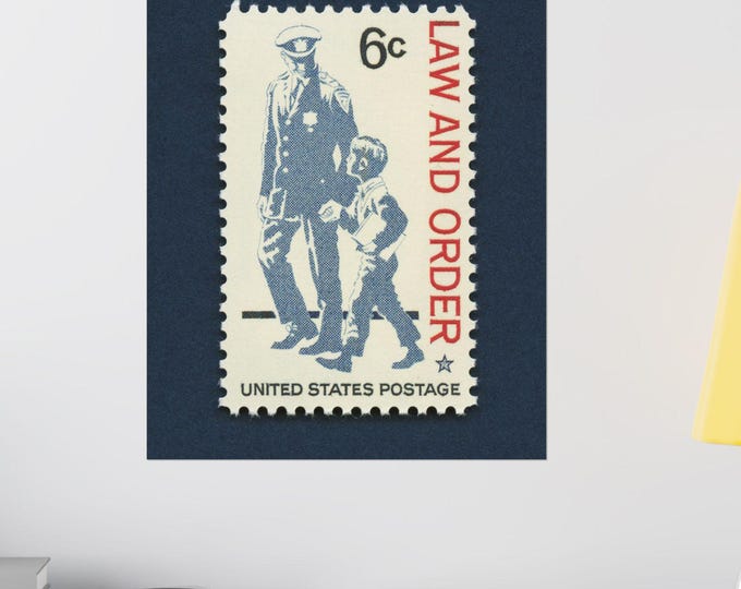 Law and Order 1968 Postage Stamp Art Print: Police Officer Gift