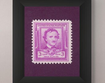 Impresión artística de sello vintage de Edgar Allan Poe: decoración literaria para pared