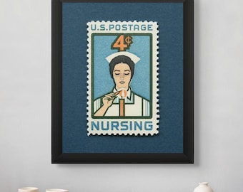 Vintage Nursing Stamp Art Print: Florence Nightingale Tribute
