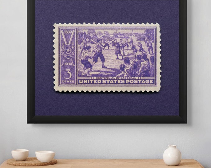 1939 Baseball Centennial Stamp Art Print: Vintage Baseball Wall Decor
