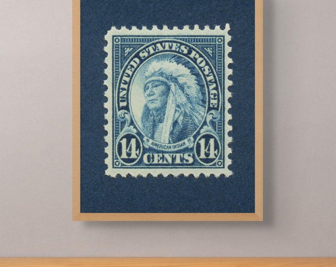 Hollow Horn Bear Stamp Print: Vintage Native American Lakota Art