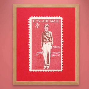 Amelia Earhart Druck, Amelia Earhart Poster, Vintage Amelia Earhart, Amelia Earhart Poster, 1963 8c Stempel - Museumsqualität Druck