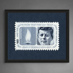 John F. Kennedy Print, JFK Wall Art, JFK Flame Art, John Fitzgerald Kennedy Print, JFK Stamp Art, 1963 5c Stamp - Museum-Quality Print