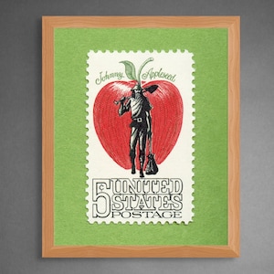 Johnny Appleseed Print, Johnny Appleseed Poster, Johnny Appleseed Wandkunst, Johnny Appleseed Decor, 1966 5c Stempel - Museumsqualität