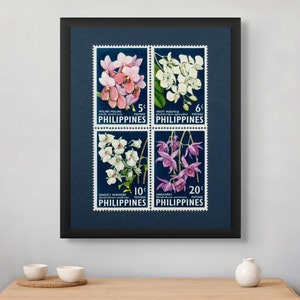 Philippinen Orchideen Vintage Stempelset, Philippinen Orchideen, Philippinen Wandkunst, Philippinen Poster, 1962 Briefmarken - Museumsqualität