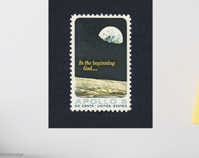 Apollo 8 Moon Orbit Print: Retro NASA Sixties Art 1969 6c Postage Stamp (Digital Download)