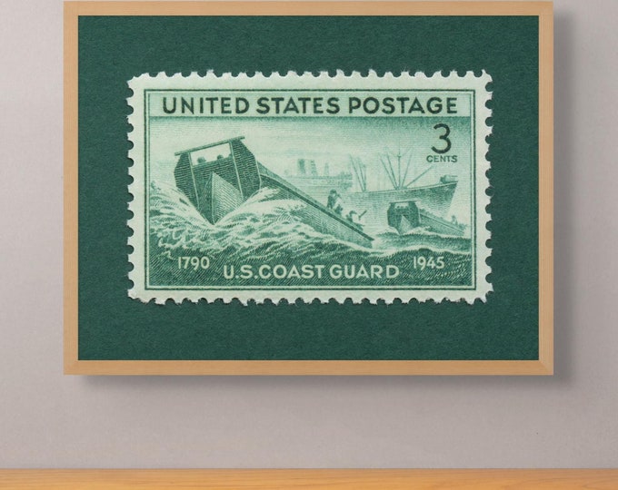 US Armed Forces: COAST GUARD, Coast Guard Print, Coast Guard Wall Art, Coast Guard Decor, 1945 3c Stamp - Museum-Quality