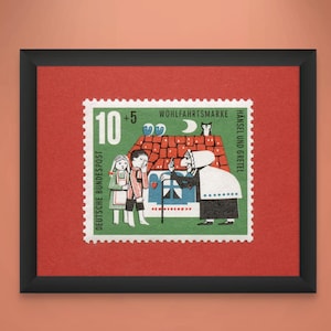 Stampa della fiaba di Hansel e Gretel, stampa della fiaba tedesca, decorazione per la cameretta dei bambini, stampa di Hansel e Gretel, 2 di 4 Germania 1960 - Qualità museale