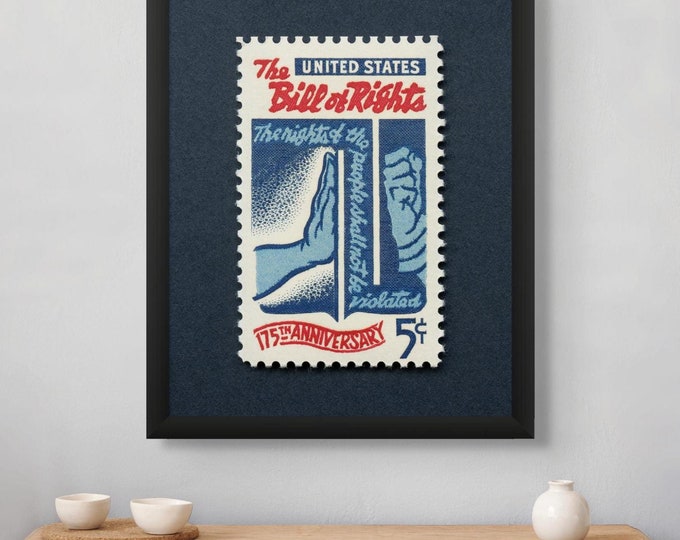 Bill of Rights Vintage Stamp Art Print: US History Wall Decor