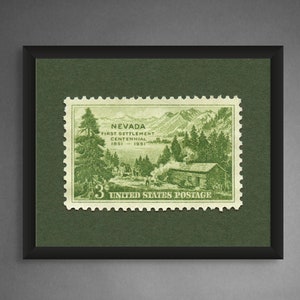 Nevada First Settlement, State of Nevada Print, Nevada Poster, Nevada Wall Art, Nevada Decor, Vintage Nevada, 1951 3c Stamp - Museum-Quality