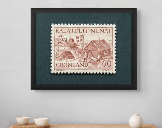 Greenland Liberation Vintage Postage Stamp Art Print: 1970 Wall Decor