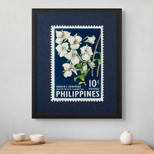 Philippinen Orchidee Druck, Philippinen Kunstdruck, Philippinen Wandkunst, Philippinen Poster, 1962 Stempel - Museumsqualität