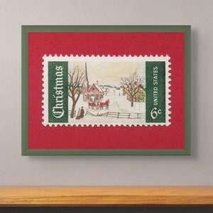 Christmas Vintage 1969 Print, Vintage Christmas Stamp Print, Vintage Christmas Wall Art, Christmas Wall Decor, Vintage Christmas Wall Art