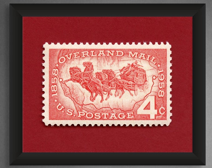Overland Mail Stamp Art Print: Vintage Pony Express Poster