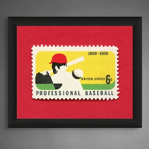 Baseball Print, History of Baseball Print, Baseball Art, Baseball Wall Decor, Baseball Poster, 6c Stamp 1969 - Museum-Quality Print