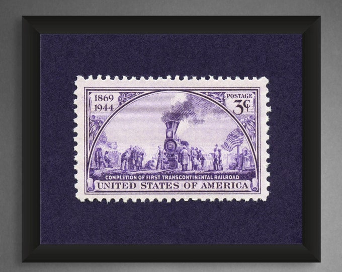 Transcontinental Railroad Stamp Art Print: Vintage American History