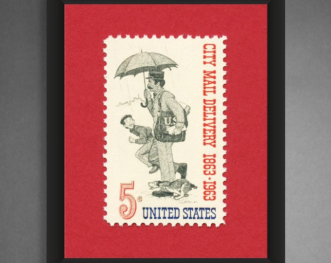 Norman Rockwell Mailman Stamp Print: Vintage City Delivery Art