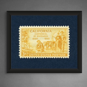 California Statehood Centennial, Kalifornien Wand-Dekor, Kalifornien Geschichte Kunst, Kalifornien Kunstdruck, 1950 3c Stempel - Museumsqualität Druck