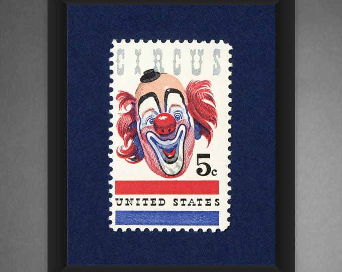 Vintage Circus Clown Stamp Art Print: Museum Quality