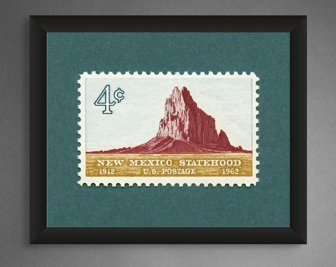 Shiprock Vintage Stamp Art Print: New Mexico Statehood Poster