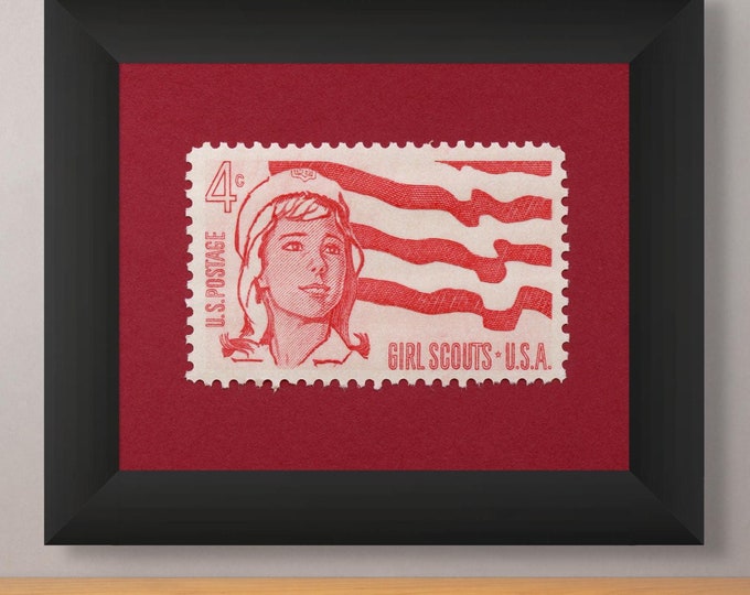 Vintage Girl Scouts 1962 Stamp Art Print - Museum Quality
