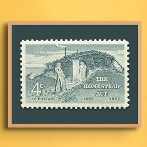 Impresión de la Ley de Homestead, póster de la Ley de Homestead, impresión de Abraham Lincoln, impresión de Homestead Lincoln, sello de 4 centavos de 1962 (calidad de museo)