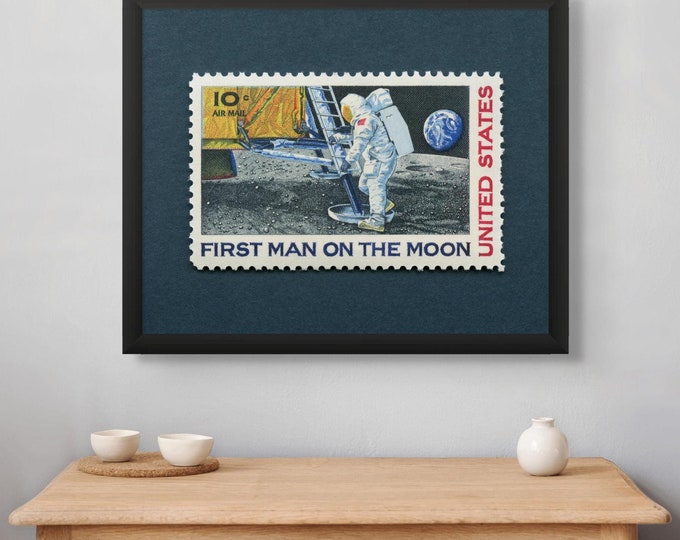 1969 Moon Landing Stamp Art Print: Museum-Quality