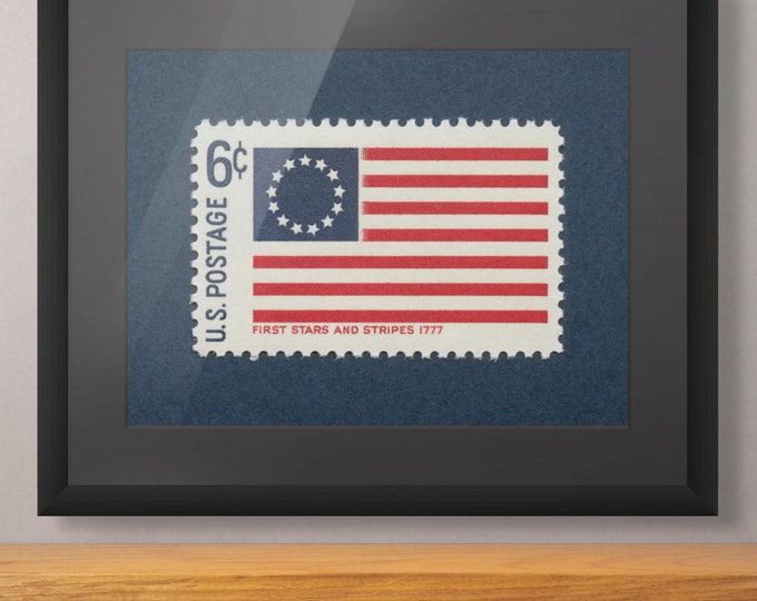 Betsy Ross Flag Stamp Art Print: First Stars and Stripes - Museum Quality