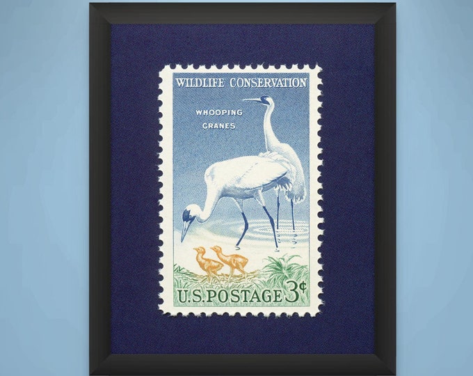 Whooping Crane Stamp Art Print: Vintage Wildlife Conservation Poster