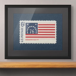 Bennington Flagge Druck, Bennington Vermont Poster, United Colors of Bennington, Bennington Flagge Wand Kunst, 1777 6c Stempel 1968 - Museumsqualität