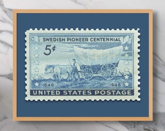 Swedish Pioneers Centennial 5c Stamp 1948 - Museum-Quality Print (14 x 11in)
