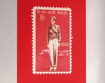 Amelia Earhart Vintage Stamp Art Print: Aviation Pioneer (Digital Download)