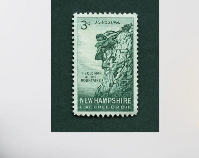 Old Man of the Mountains Vintage Stamp Print: New Hampshire Wall Art (Digital Download)