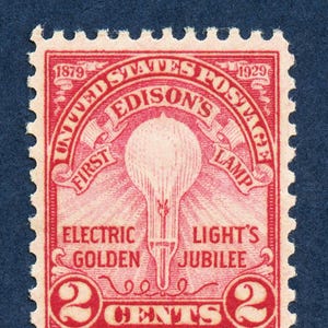 Edison's First Lamp Print, Thomas Edison Druck, Thomas Edison Poster, Light Bulb Invention, Thomas Edison Art, 1929 Stempel - Museumsqualität