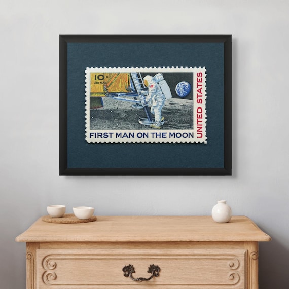 1969 Moon Landing Stamp Art Print: Museum-Quality