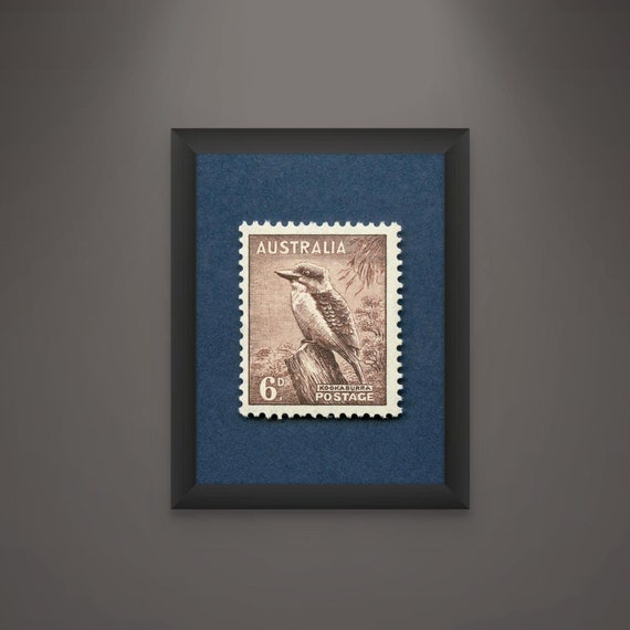 Kookaburra Postage Stamp Art Print: Vintage Australia Wall Decor