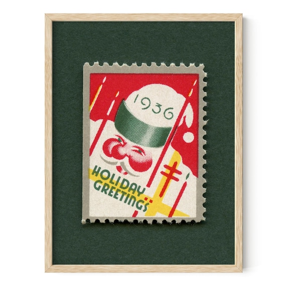 1936 Santa Christmas Seal Art Print - Tuberculosis Fundraising, Framed/Unframed Options
