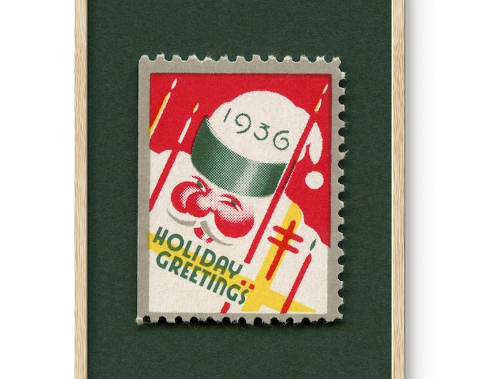 1936 Santa Christmas Seal Art Print - Tuberculosis Fundraising, Framed/Unframed Options